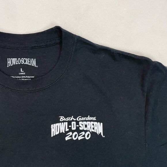 Busch Gardens Howl-O-Scream Graphic T-shirt Men Large Black Short Sleeve - Picture 4 of 6